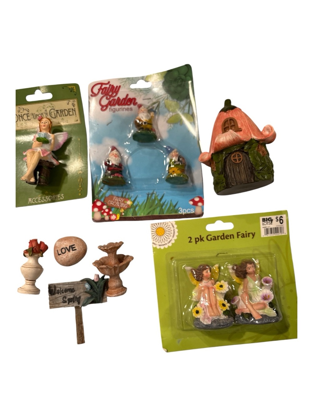 Garden Fairy miniature Figurine Set -Accessories with house, fairies & gnomes